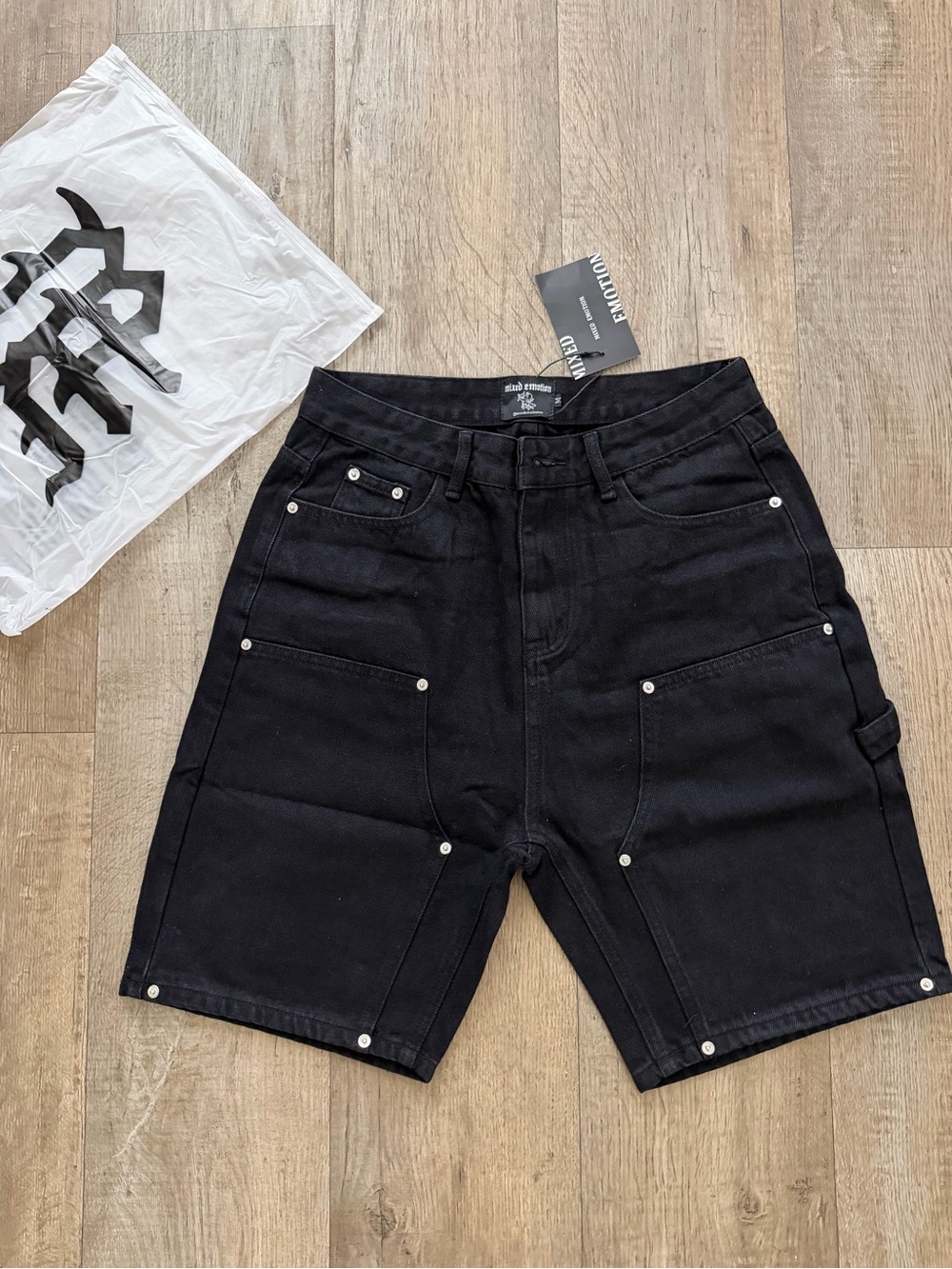 Black Mixed Emotion Jean Shorts
